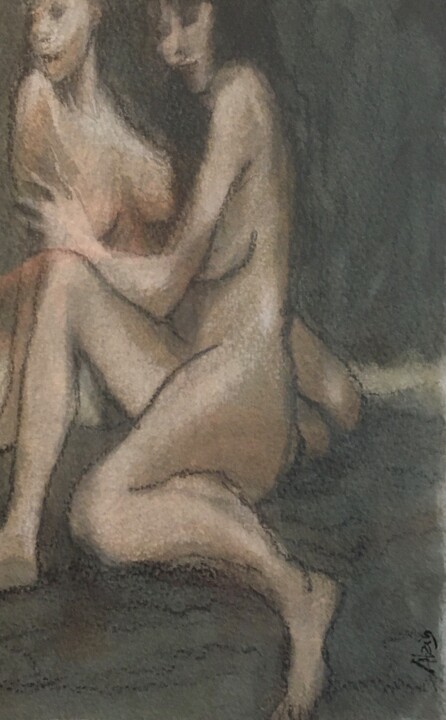 Dessin intitulée "Interdit" par Alain Godefroid, Œuvre d'art originale, Aquarelle