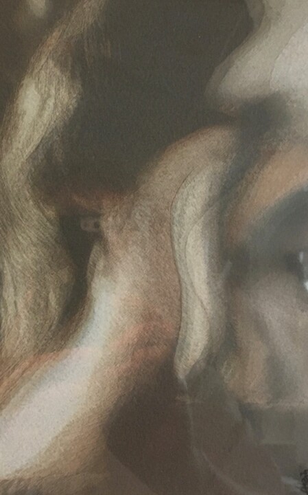 数字艺术 标题为“Naïade II” 由Alain Godefroid, 原创艺术品, 数字油画 安装在纸板上