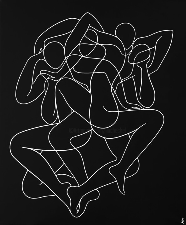 「Elusive dance」というタイトルの絵画 Lia Chechelashviliによって, オリジナルのアートワーク, アクリル ウッドストレッチャーフレームにマウント