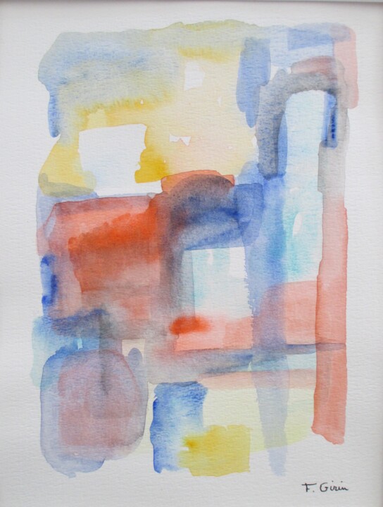 Painting titled "Abstrait II" by Frédérique Girin, Original Artwork, Watercolor Mounted on Plexiglass