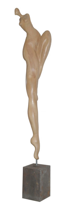 Sculptuur getiteld "Indomptable" door Iscara, Origineel Kunstwerk, Hout