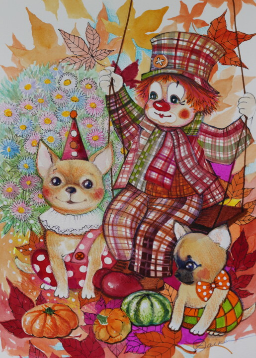 Clown 绘画, 14.2x10.2 in