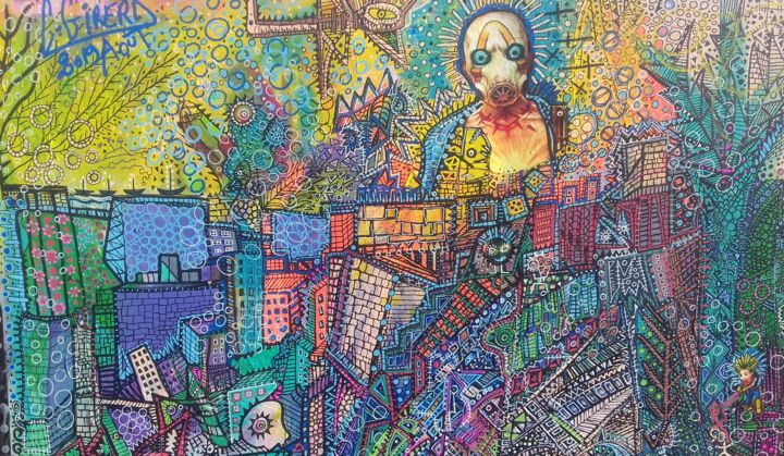 Peinture intitulée "Bordeland..ville!"" par Girerd Christophe, Œuvre d'art originale, Acrylique