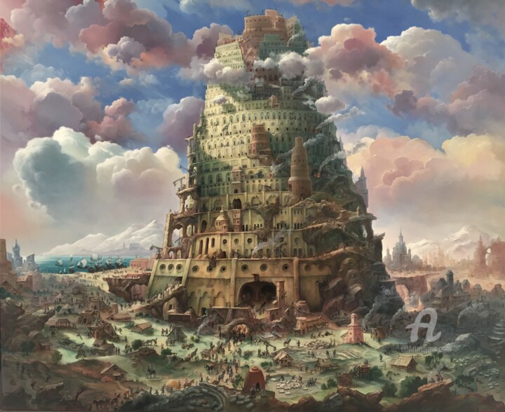 The Tower of Babel (light) Painting, 39.4x47.2 in