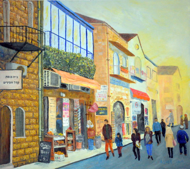 Schilderij getiteld "Jerusalem2019" door Asher, Origineel Kunstwerk, Olie Gemonteerd op Frame voor houten brancard