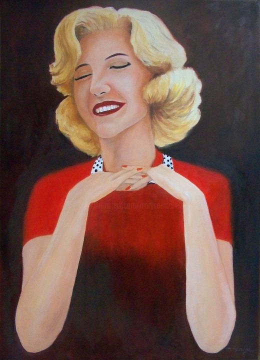 Peinture intitulée "Mademoiselle Marlène" par Maryse Curinier-Rochette, Œuvre d'art originale, Huile Monté sur Châssis en bo…