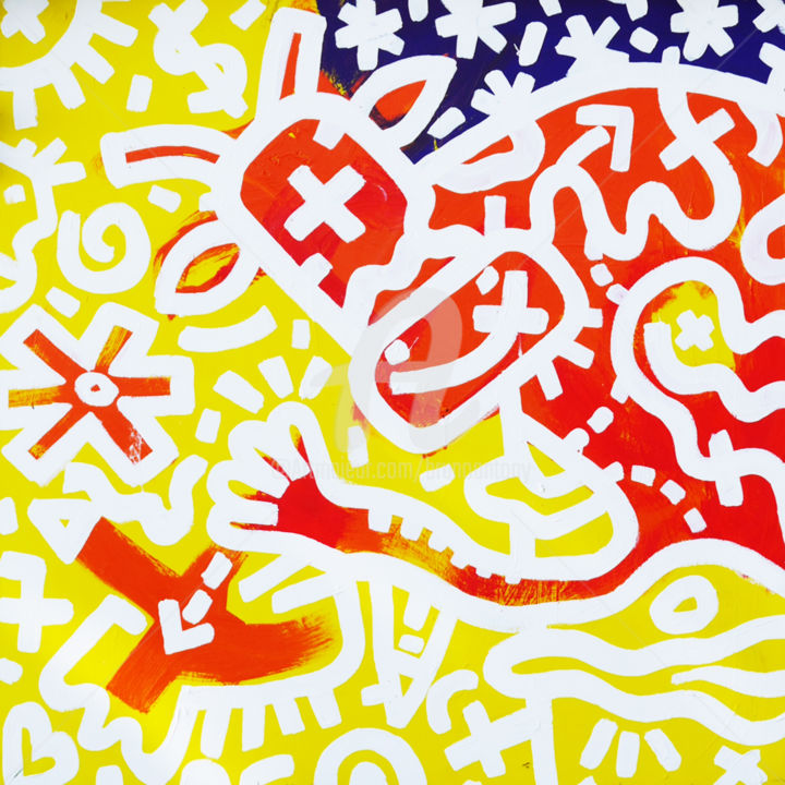 Painting titled "Chercher la vache 4" by Bruno Antony-Thouret (bruno antony), Original Artwork, Acrylic