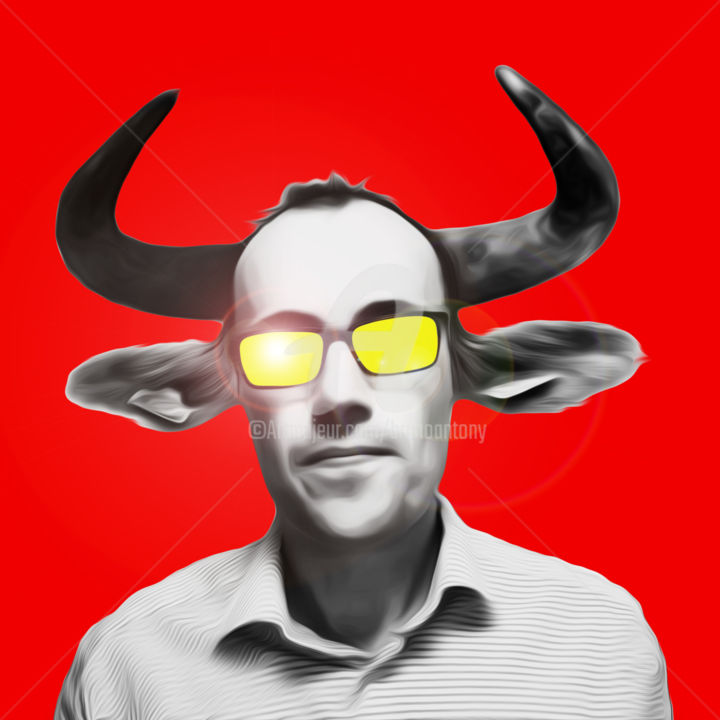 Photography titled "VACHE VS HUMAIN - L…" by Bruno Antony-Thouret (bruno antony), Original Artwork, Manipulated Photography