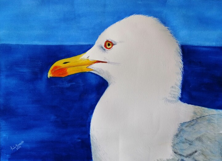 A minha amiga gaivota-My friend seagull 绘画, 17.7x21.7 in