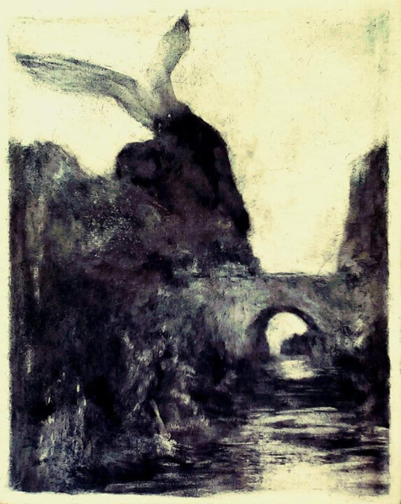 Winged feline study 绘画, 62.6x55.1 in