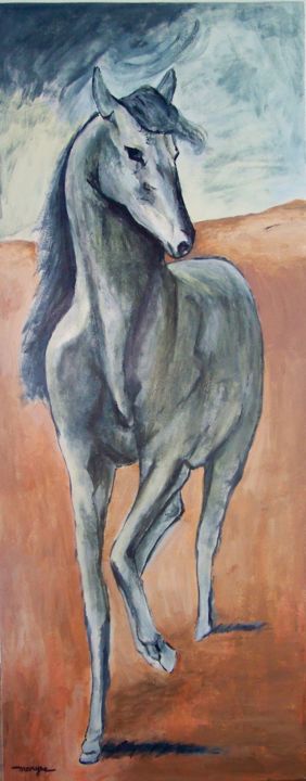 Peinture intitulée "Le cheval" par Maryse Curinier-Rochette, Œuvre d'art originale, Acrylique