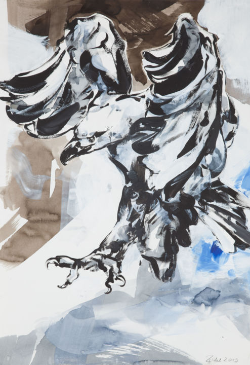 Painting titled "Bald Eagle 6, 100x7…" by Frank Roedel, Original Artwork, Tempera