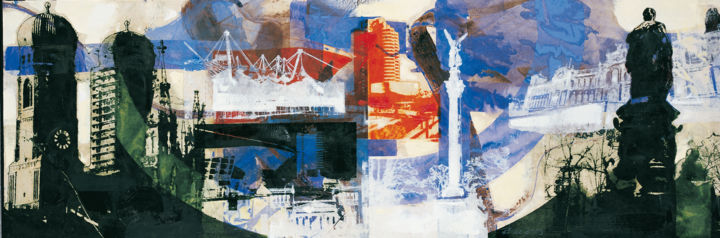 Painting titled "München 2, 62x185cm" by Frank Roedel, Original Artwork, Oil