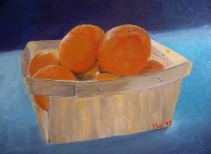 Peinture intitulée "Barquette de mandar…" par Maryse Curinier-Rochette, Œuvre d'art originale, Huile Monté sur Châssis en bo…