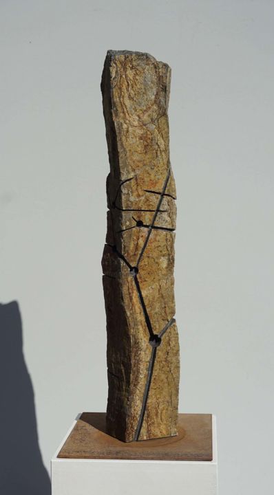 Sculpture titled "Basalt Column 9" by Christoph Jakob, Original Artwork, Stone