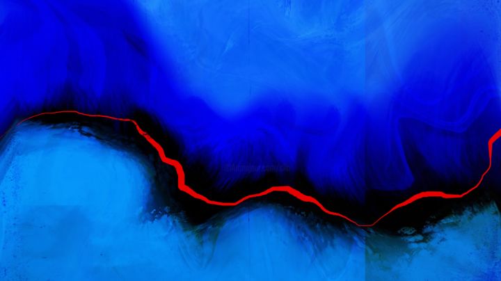 Digital Arts titled "Red Line - Rectangu…" by Cila, Original Artwork, Digital Painting