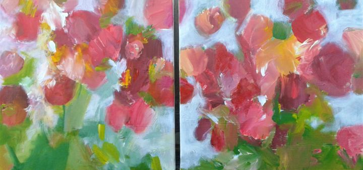 Pittura intitolato "Garden Roses IV" da Jan Rippingham, Opera d'arte originale, Acrilico