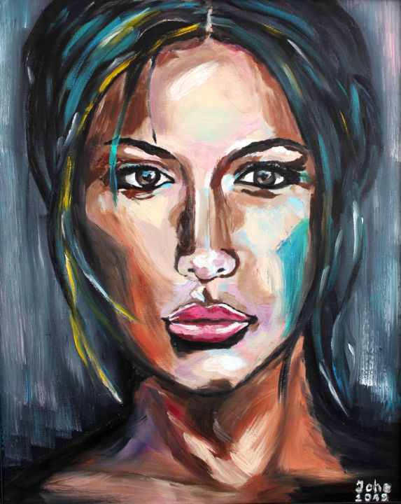 Painting titled "Beautiful and strong" by Irina Chernobay, Original Artwork, Oil Mounted on Wood Stretcher frame