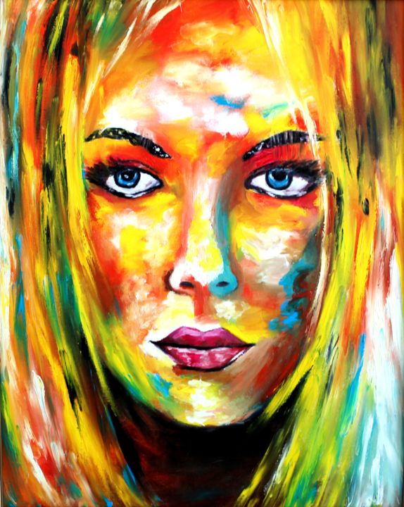 Painting titled "Bright and dangerous" by Irina Chernobay, Original Artwork, Oil Mounted on Wood Stretcher frame