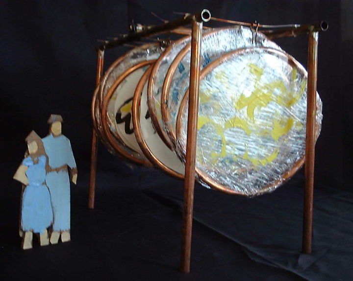 Sculptuur getiteld "portique aux ronds" door Brasier Jeanoel, Origineel Kunstwerk, Metalen