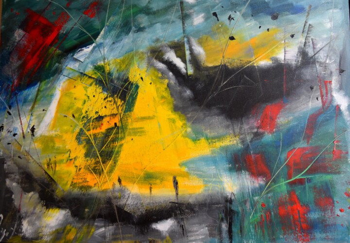 Pintura intitulada "Yellow - the color…" por Maka Kvartskhava (Stillwhite), Obras de arte originais, Óleo