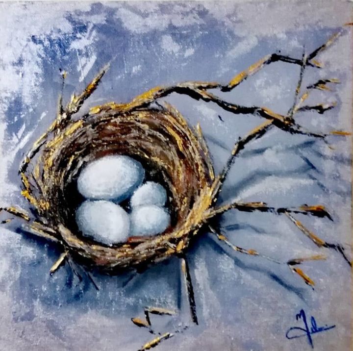 Painting titled "Snug Retreat" by Maheen Jadoon, Original Artwork, Acrylic