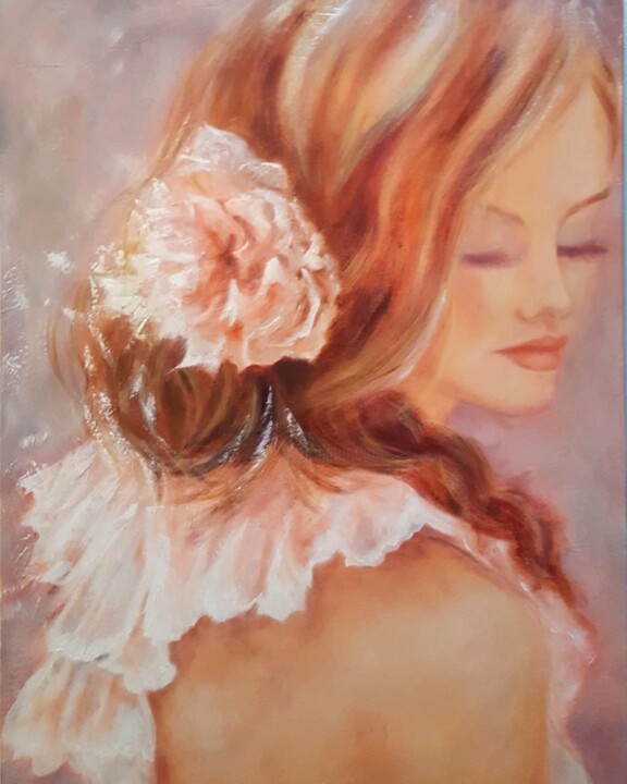 Fille à la fleur rose