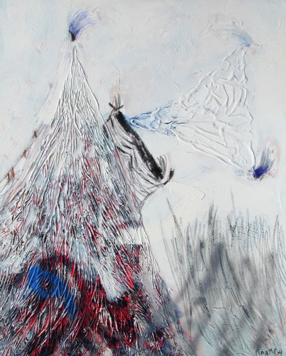 Schilderij getiteld "Volcano" door Plamen Russev, Origineel Kunstwerk, Acryl