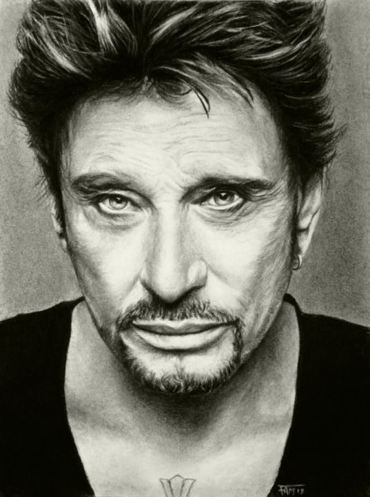 Drawing titled "Johnny" by Fam, Original Artwork, Charcoal