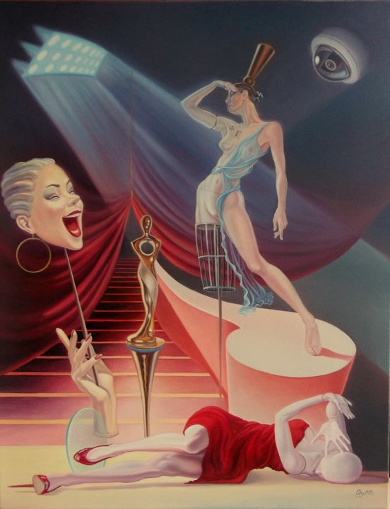 Malerei mit dem Titel "Keen competition" von Gyuri Lohmuller, Original-Kunstwerk, Öl Auf Keilrahmen aus Holz montiert