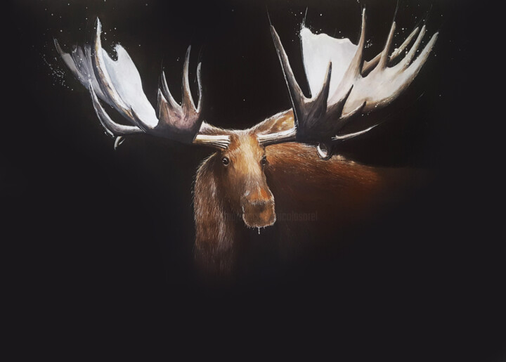 图画 标题为“The Elk la clé” 由Nicolas Sorel, 原创艺术品, 铅笔