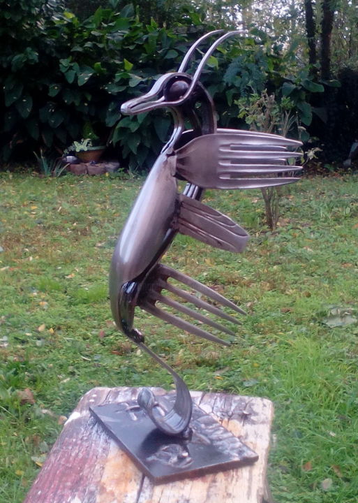 Sculpture titled "Hippocampe" by Agostinho Dacunha, Original Artwork, Metals