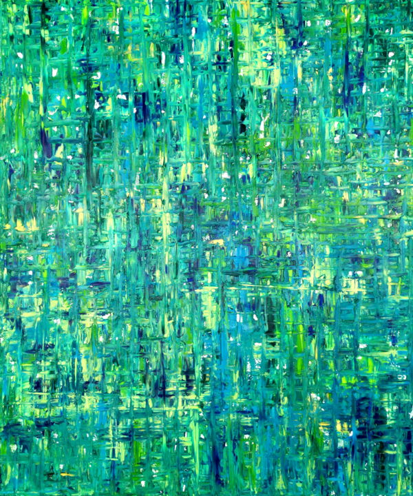 Painting titled "Green No.2" by Carla Sá Fernandes, Original Artwork, Oil Mounted on Wood Stretcher frame