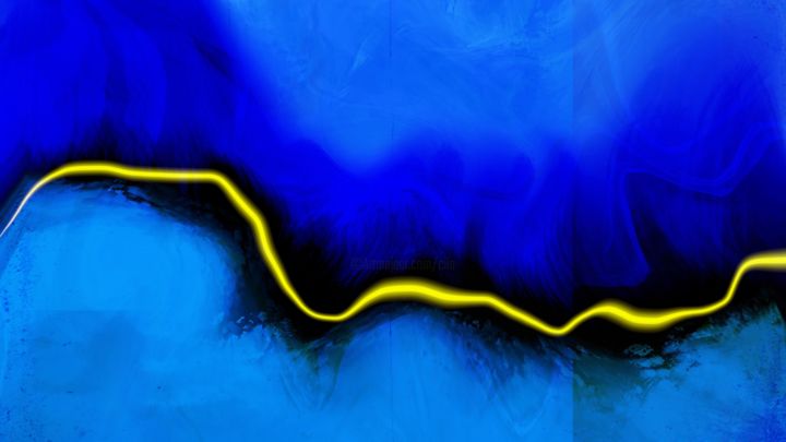 Digital Arts titled "Yellow Line - 2 - R…" by Cila, Original Artwork, Digital Painting
