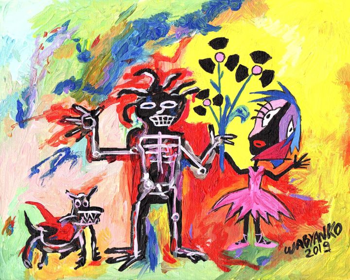 Peinture intitulée "Tribute to Basquiat…" par Wabyanko, Œuvre d'art originale, Acrylique