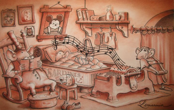 Dessin intitulée "" Douce nuit... "" par Philippe Lemarinier, Œuvre d'art originale, Pastel Monté sur Panneau de bois