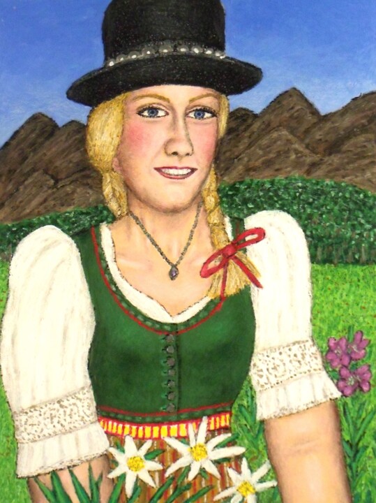 绘画 标题为“Styrian Princess” 由Stephen Warde Anderson, 原创艺术品, 丙烯 安装在其他刚性面板上