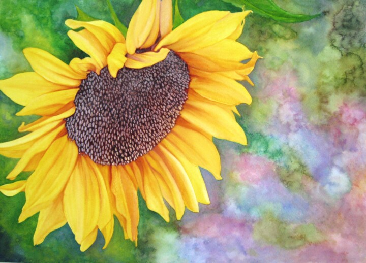 Ζωγραφική με τίτλο "Sunflower" από Anita Burnaz, Αυθεντικά έργα τέχνης, Ακουαρέλα