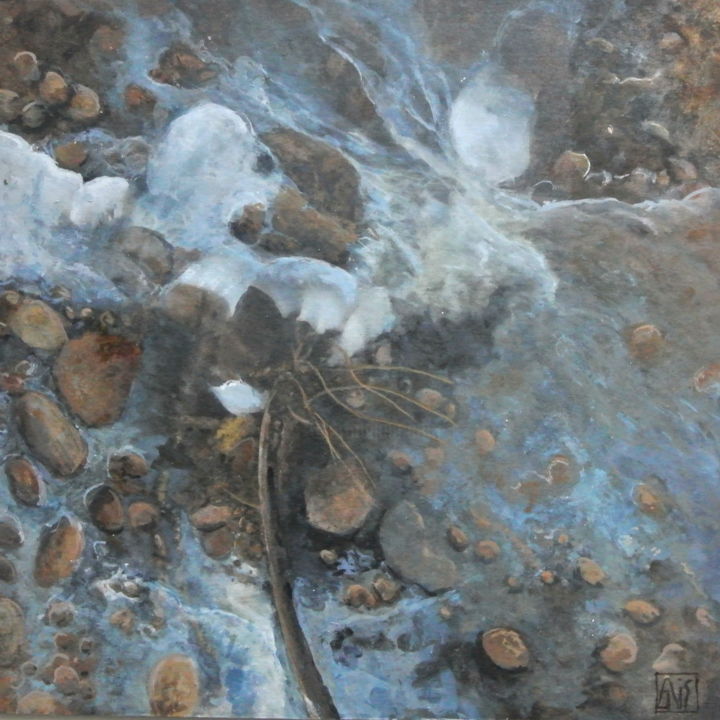 Peinture intitulée "fragment de monde n…" par Dominique Gais, Œuvre d'art originale, Encre Monté sur Métal