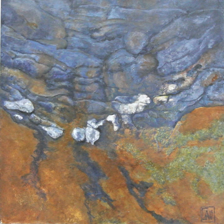 Peinture intitulée "fragment de monde n…" par Dominique Gais, Œuvre d'art originale, Encre Monté sur Métal