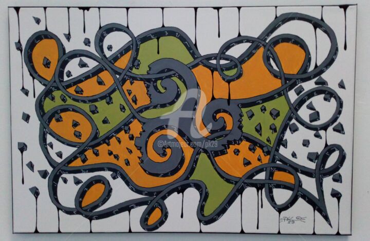 Peinture intitulée "TRISKELL 2" par Pk29, Œuvre d'art originale, Acrylique Monté sur Châssis en bois