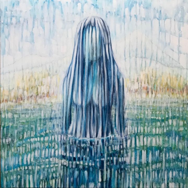 Pintura titulada "Jeune Femme Du Lac" por Aymeric Dechamps, Obra de arte original, Acrílico Montado en Bastidor de camilla d…
