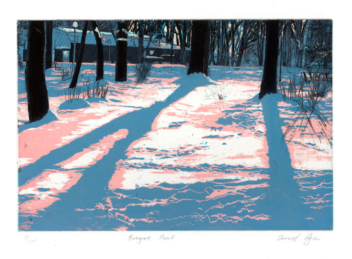 Gravures & estampes intitulée ""Burgas Park"" par Dermot Ryan, Œuvre d'art originale, Eau-forte