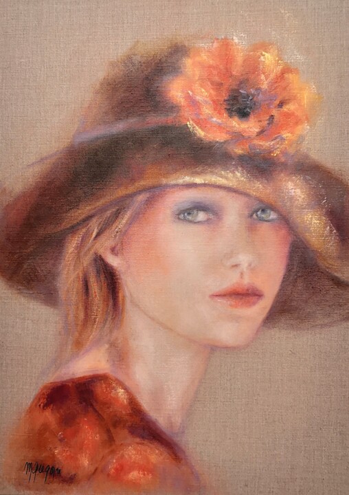 Chapeau et fleur orange