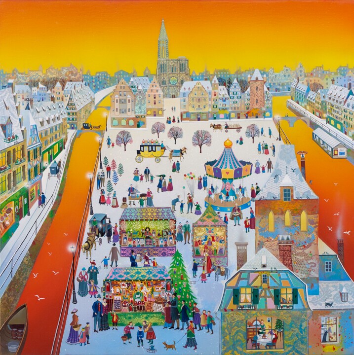 Peinture intitulée "JOURS DE FÊTE" par Bernard Ambielle, Œuvre d'art originale, Huile