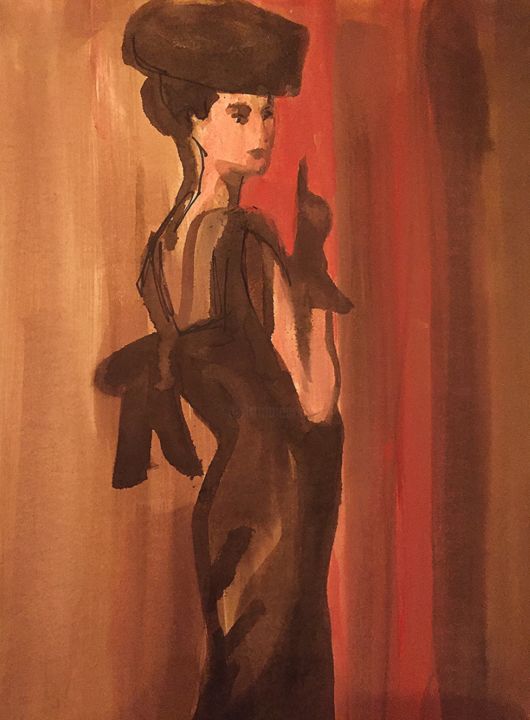 Drawing titled "Vintage fashion" by Helia Tayebi, Original Artwork, Ink
