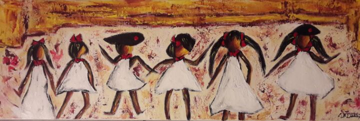 LES FILLETTES 绘画, 11.8x35.4 in