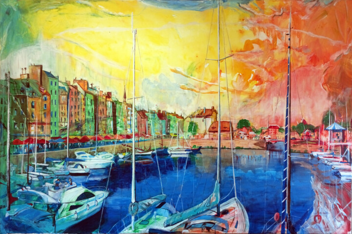 France, Porto de Honfleur 绘画, 39.4x59.1 in