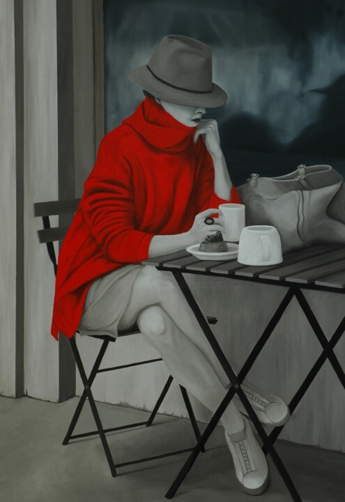 Painting titled "Red turtle-collar d…" by Peter Seminck, Original Artwork, Oil