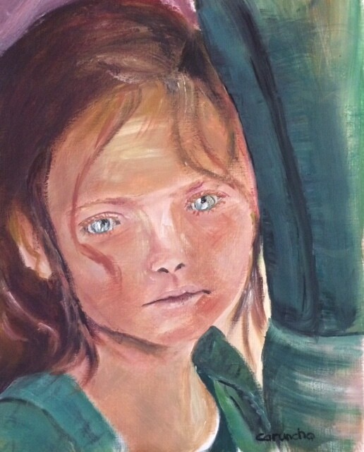 Pintura titulada "Pelirroja" por Mónica Caruncho Fontela, Obra de arte original, Oleo